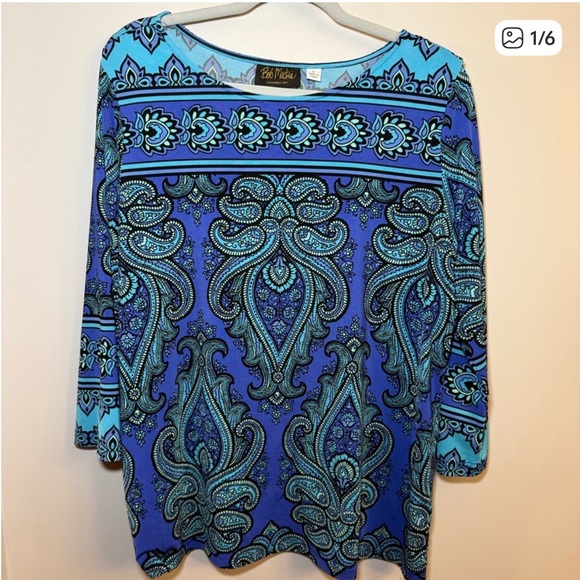 Bob Mackie Tops - Bob Mackie Teal and Turquoise with green,Paisley design last photo best color!